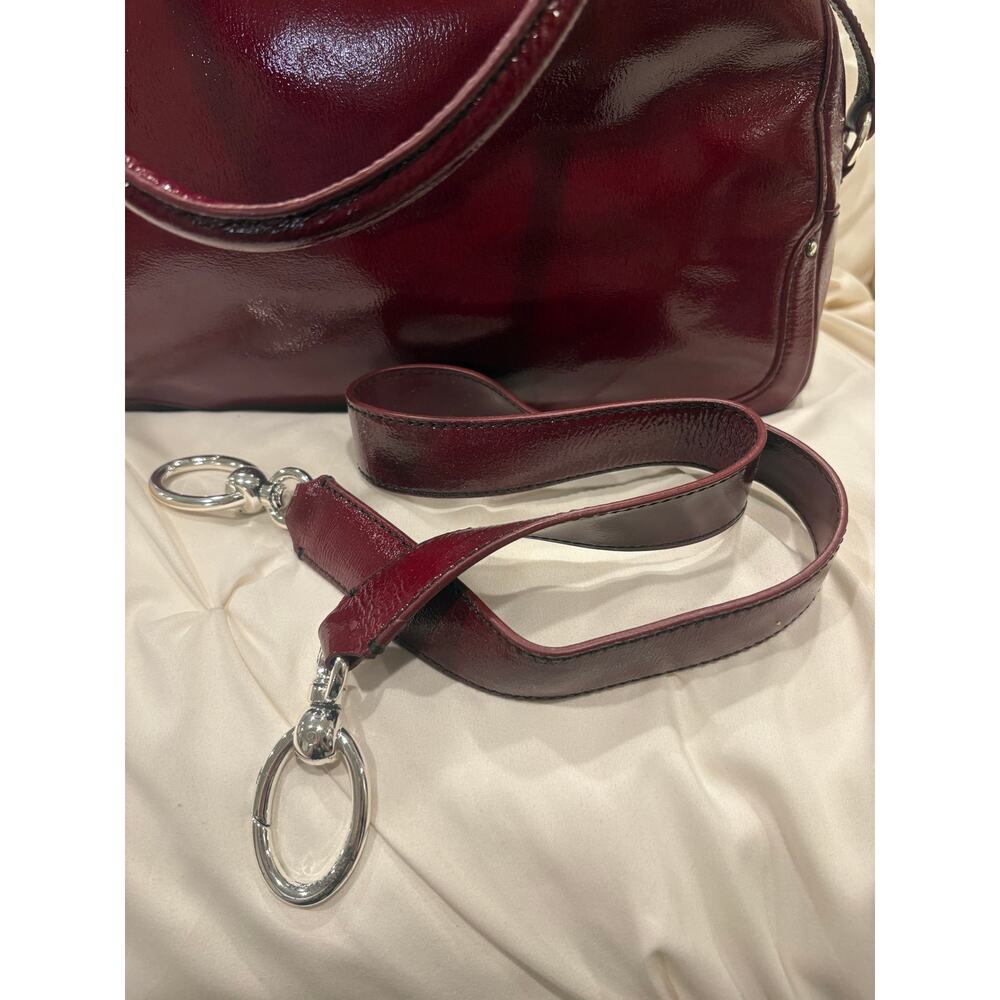 Ann Taylor Deep Red Patent Leather Satchel Shoulder Bag EUC - Picture 6 of 9
